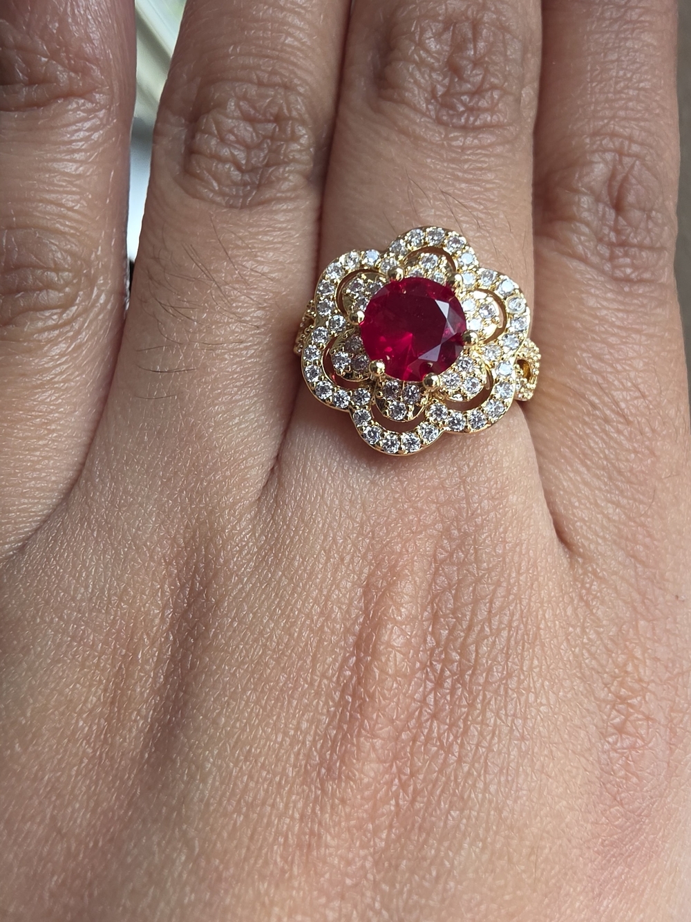 Hermoso Anillo De Flor Oro Laminado 14k